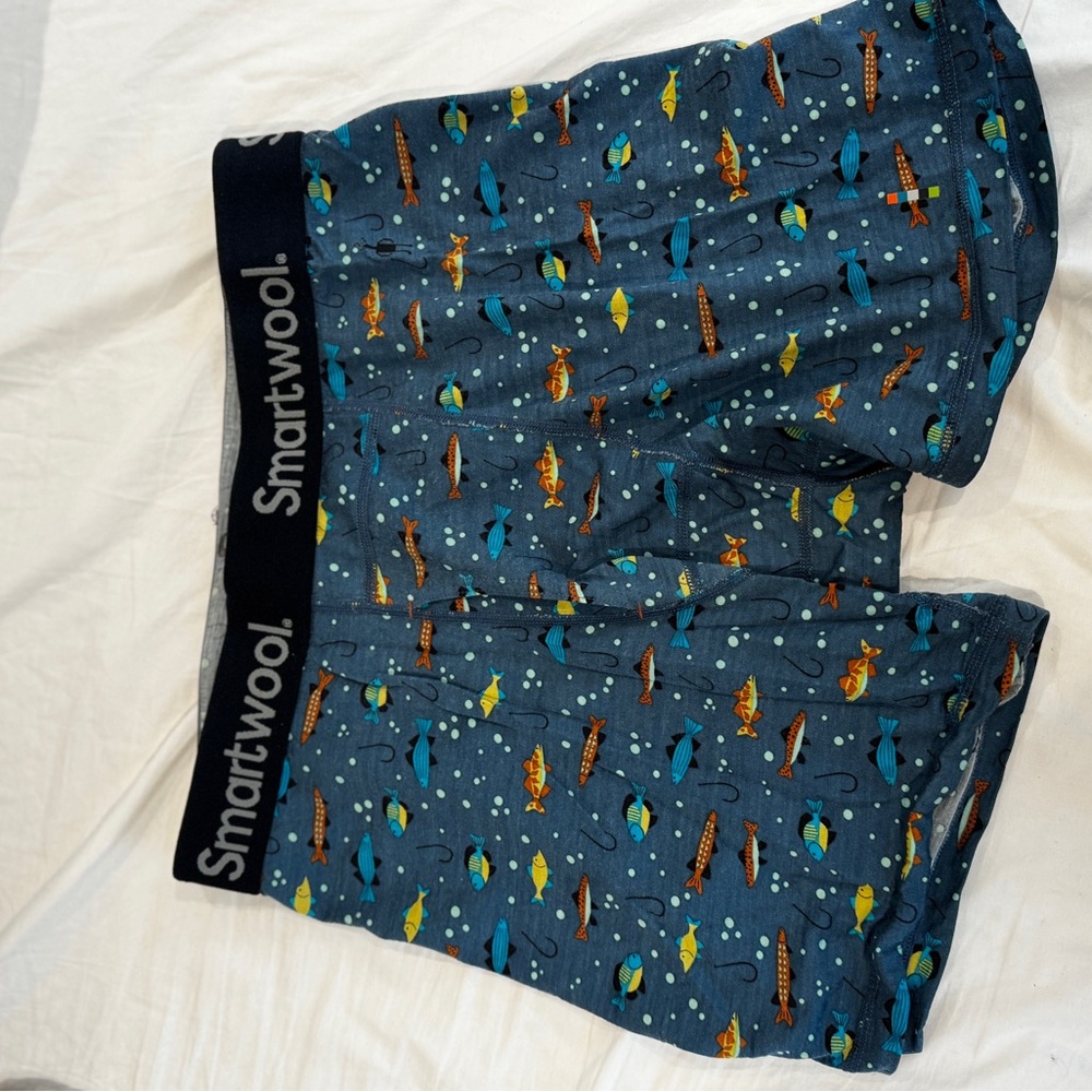Smartwool Blue Boxer Briefs with Fish Pattern